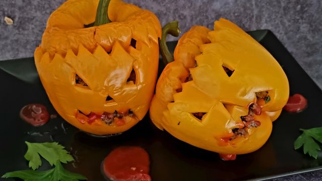 Poivrons farcis d'Halloween