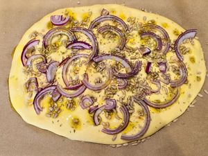 Focaccia oignon et graines de tournesol
