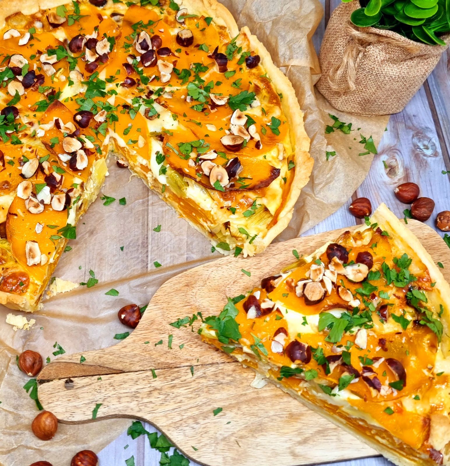 Quiche butternut, poireaux et brebis