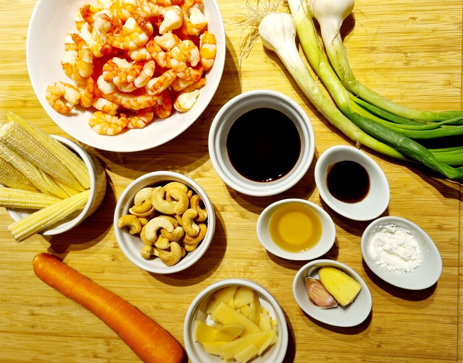 Crevettes sautées aux noix de cajou