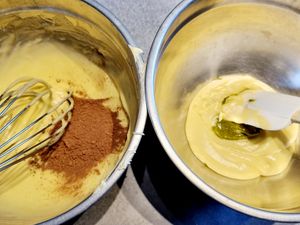 Madeleines marbrées chocolat pistache