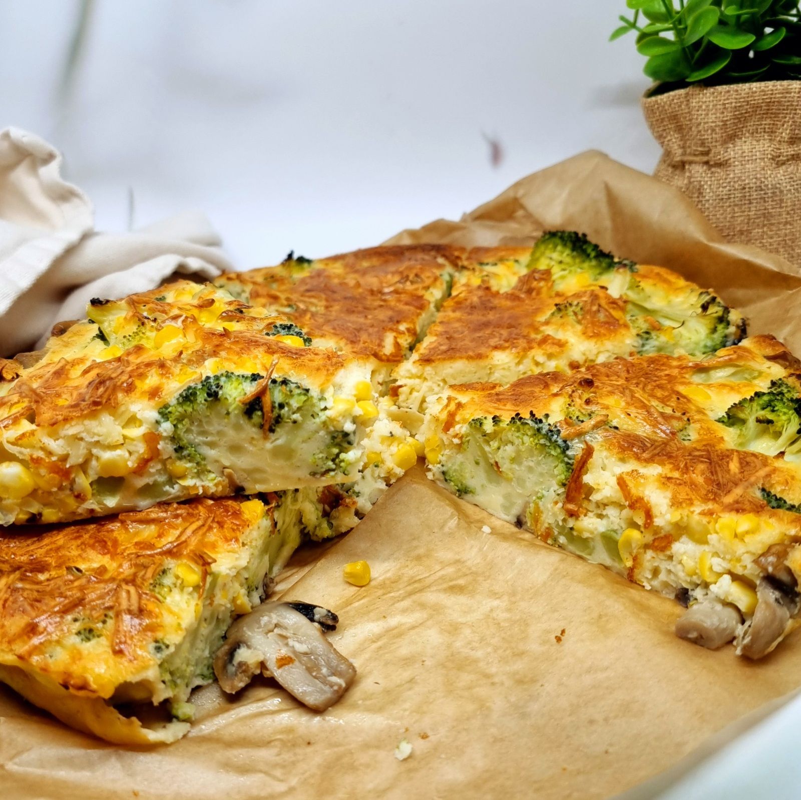 Quiche sans pâte brocoli et maïs