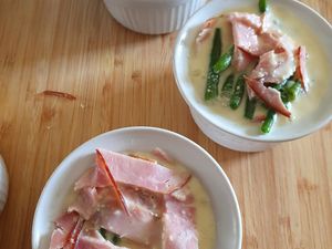 Clafoutis haricots verts, bacon et parmesan