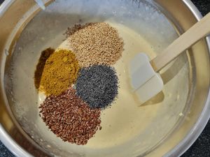 Gaufres curry et graines et chou fleur rôti