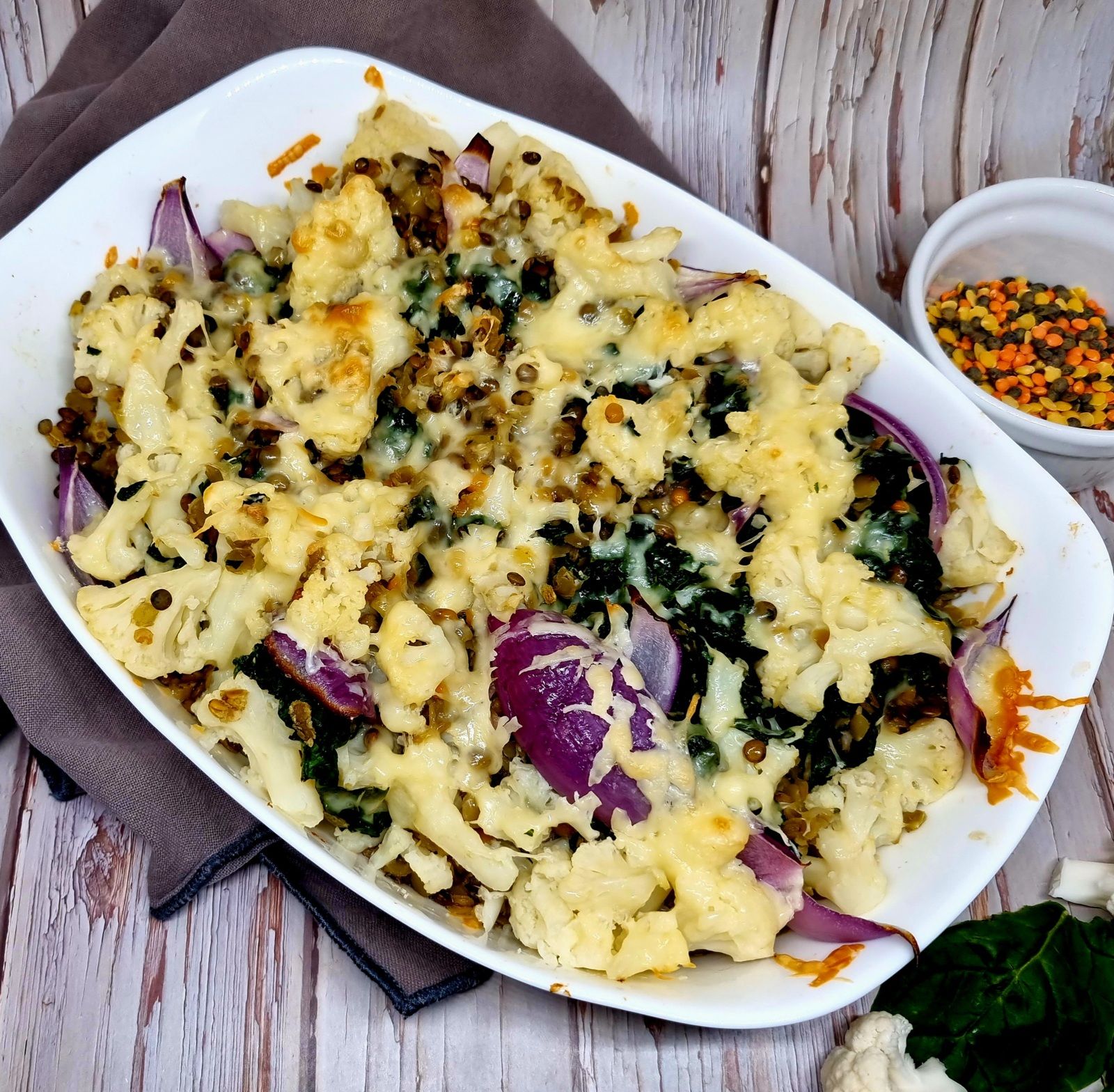 Gratin de chou fleur et lentilles