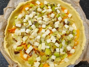 Quiche butternut, poireaux et brebis