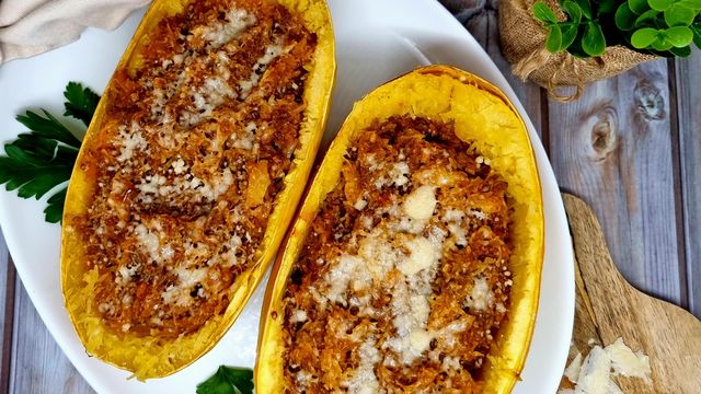 Courges spaghettis à la bolognaise