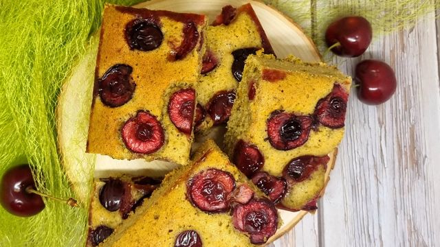 Moelleux pistache cerises