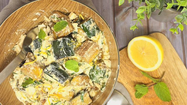 Salade de courgette fondante mozzarella et burrata