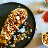 Aubergines aux pois chiches grillés - Recettes de Aimeraude