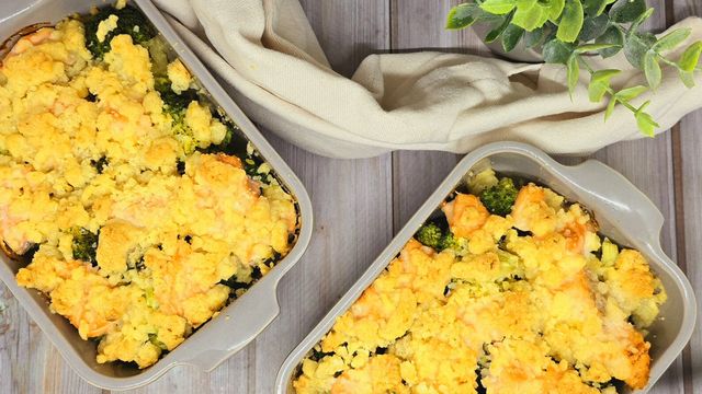 Crumble de saumon et brocolis