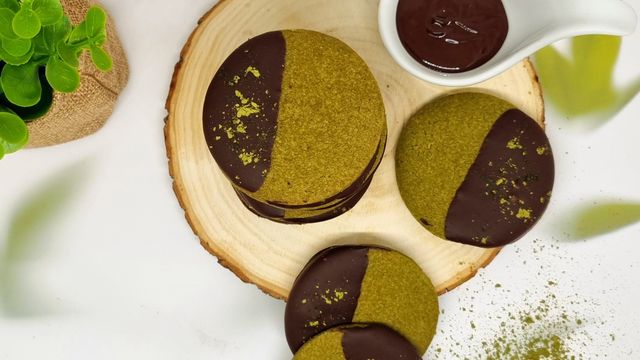 Shortbreads matcha chocolat noir