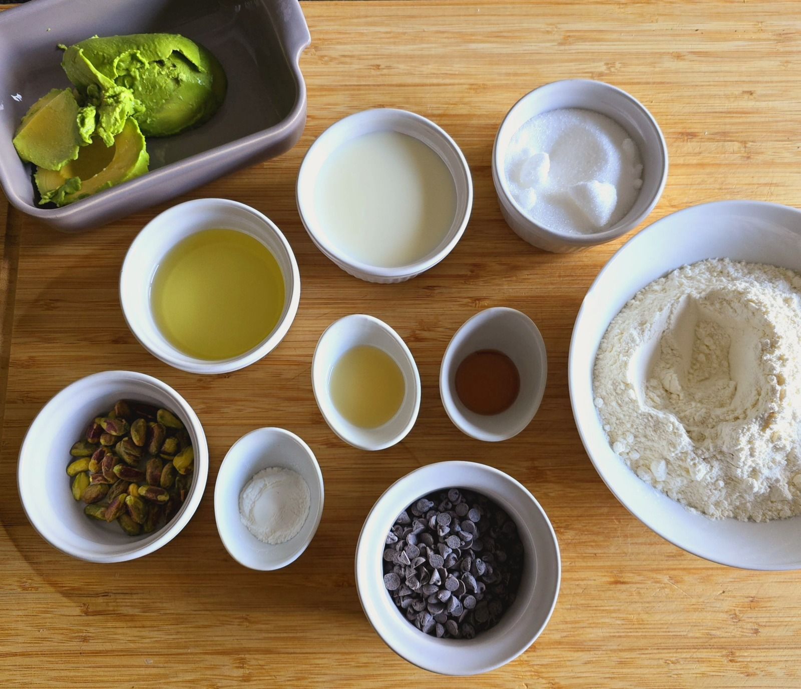 Muffins avocat, chocolat et pistaches