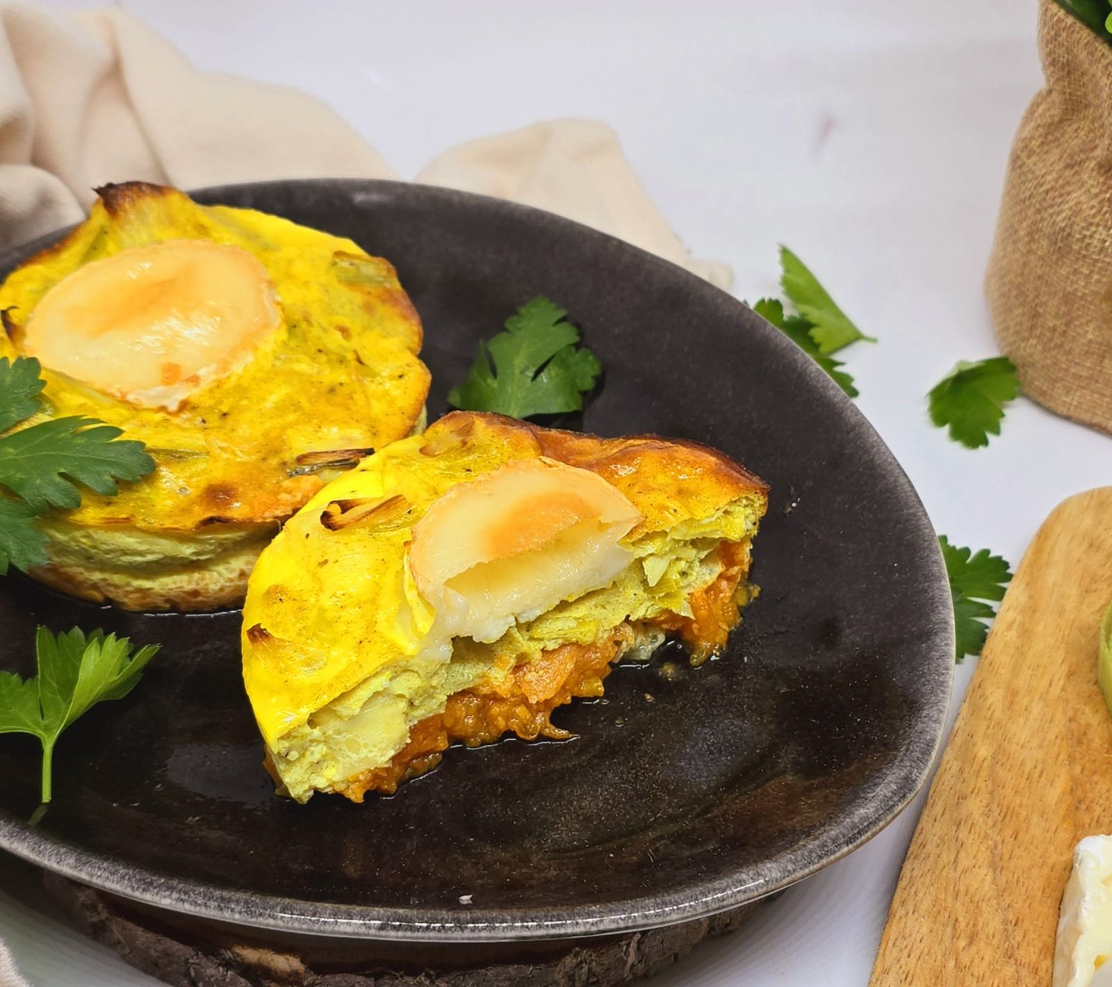 Quiche sans pâte patates douces, poireaux et chèvre