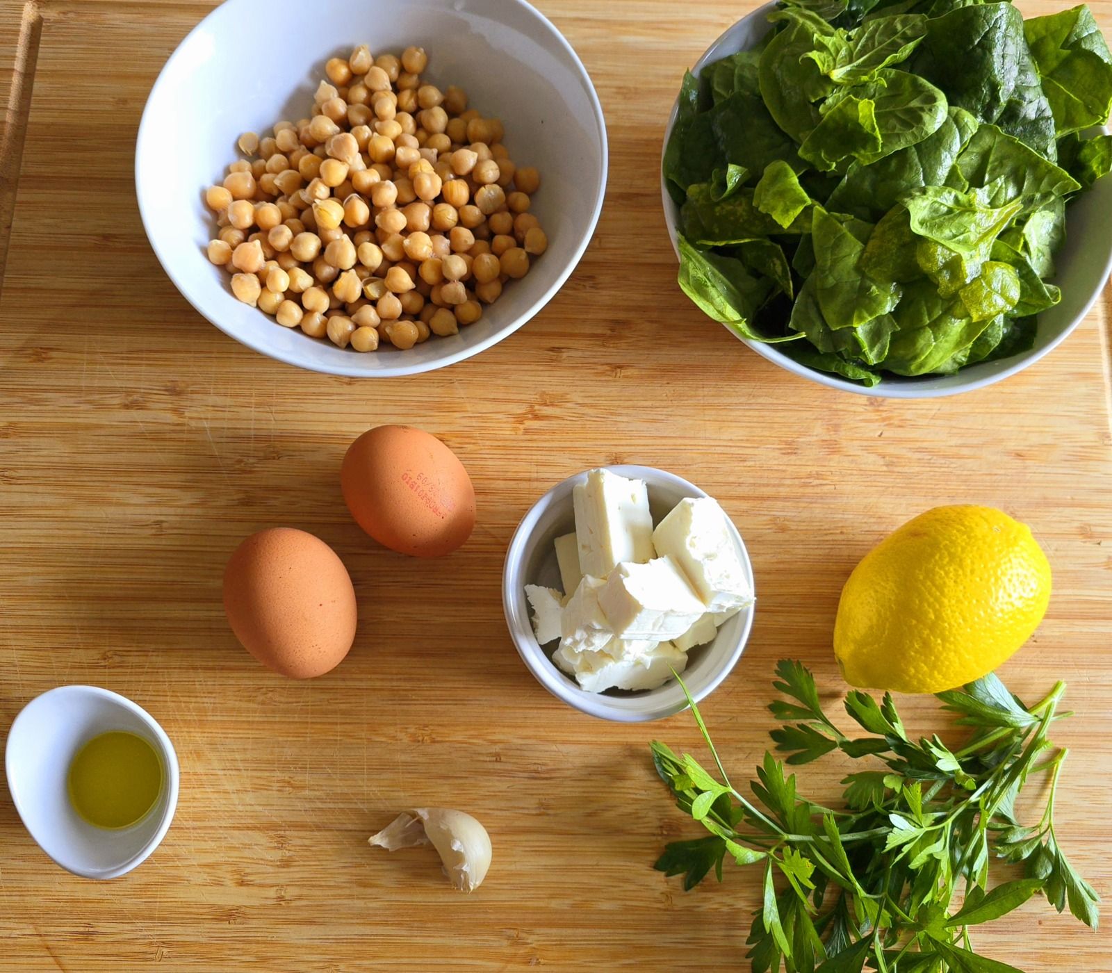 Galettes pois chiches, épinards et fêta