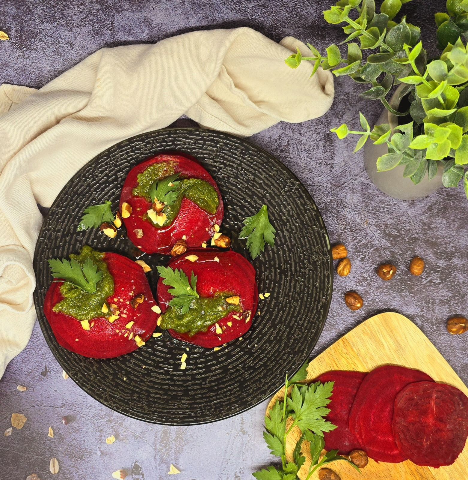 Ravioles de betteraves au chèvre frais