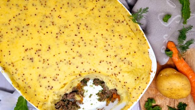Hachis parmentier aux herbes et à la moutarde