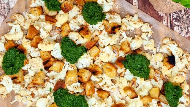 Chou fleur rôti au pesto de chou kale