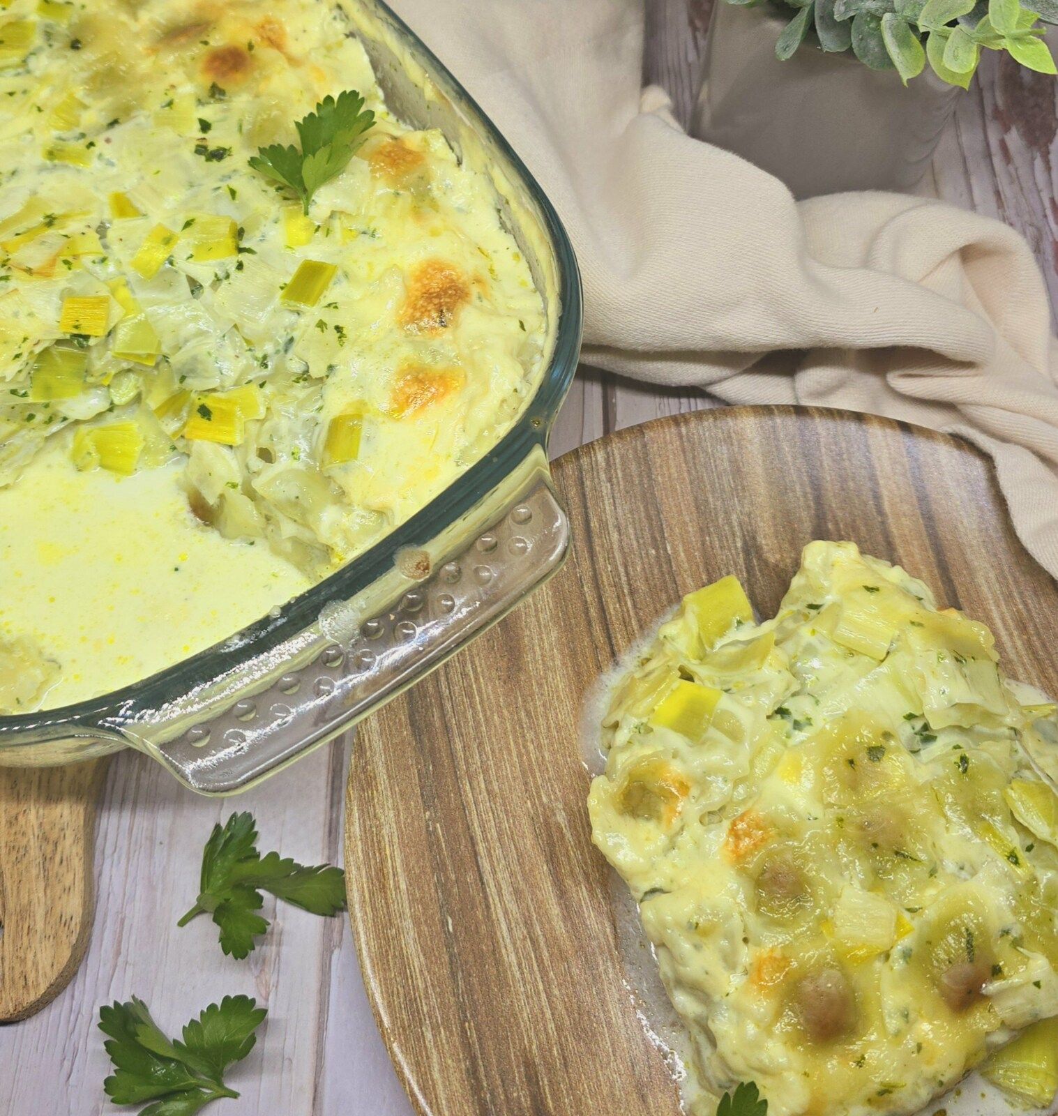 Gratin de poireaux et ravioles du Dauphiné