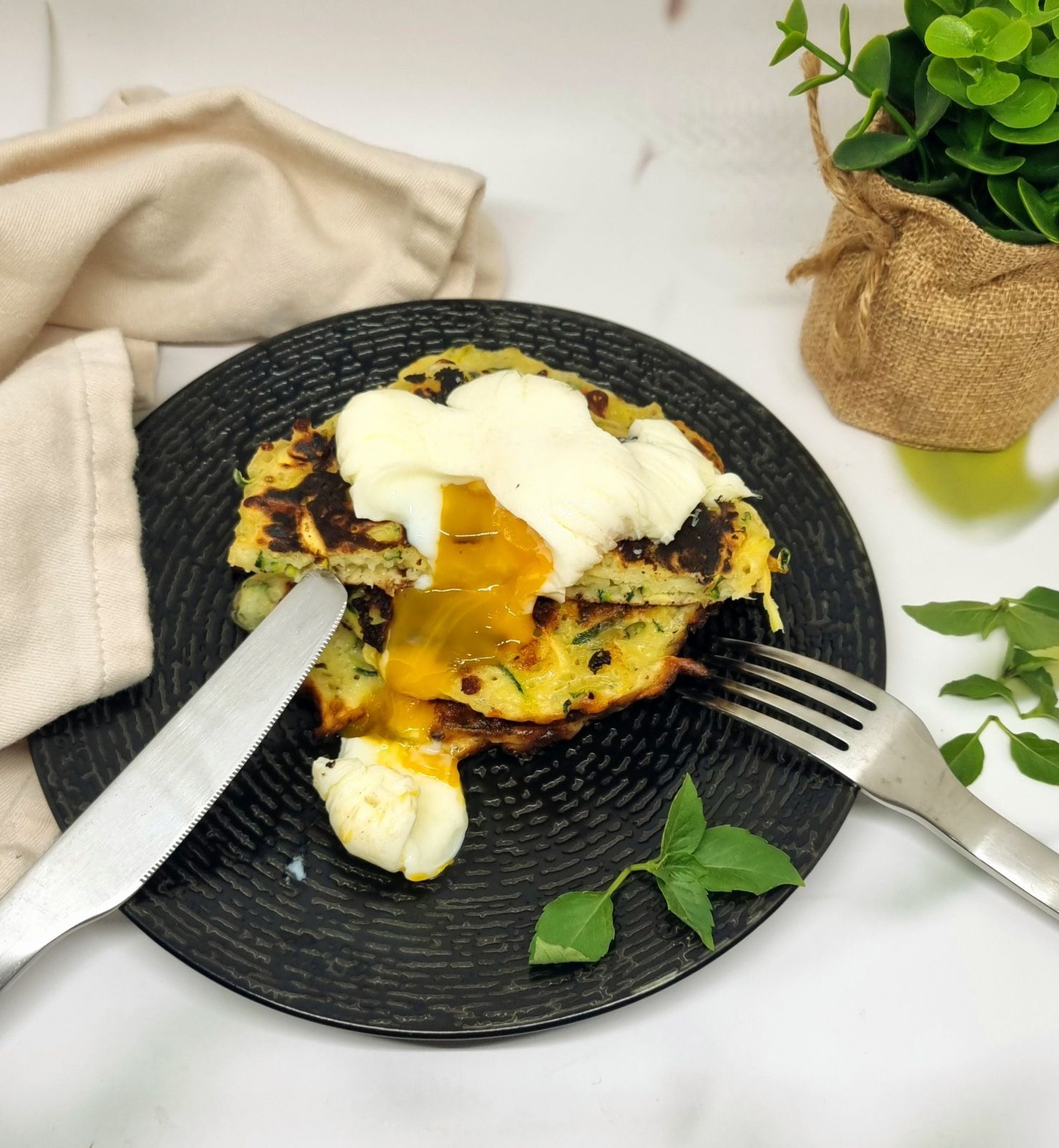 Pancakes aux courgettes et mozzarella