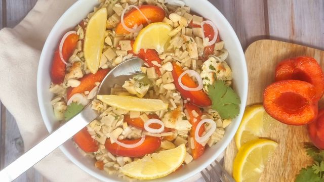 Salade de crozets au poulet grillé et abricots