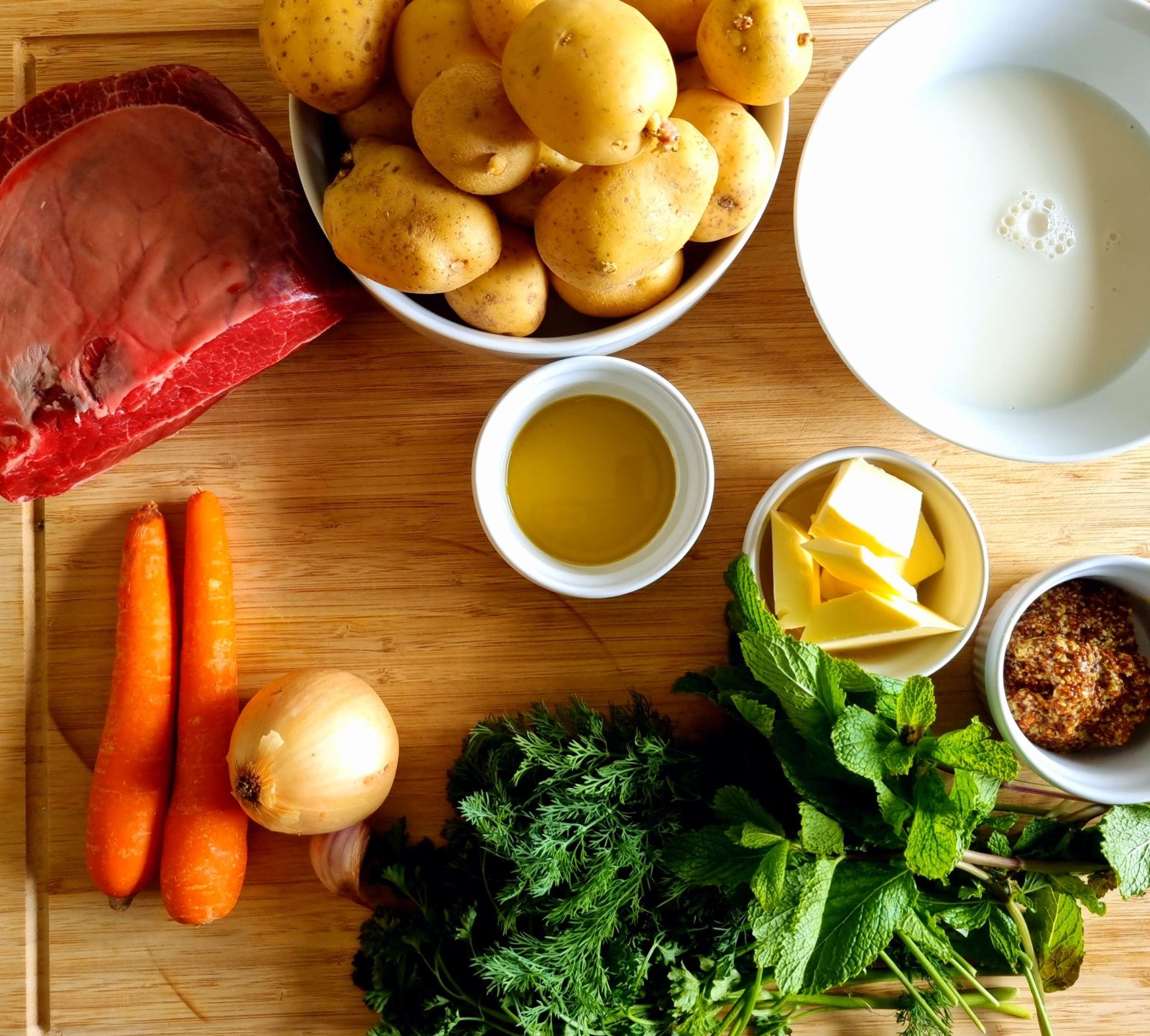 Hachis parmentier aux herbes et à la moutarde