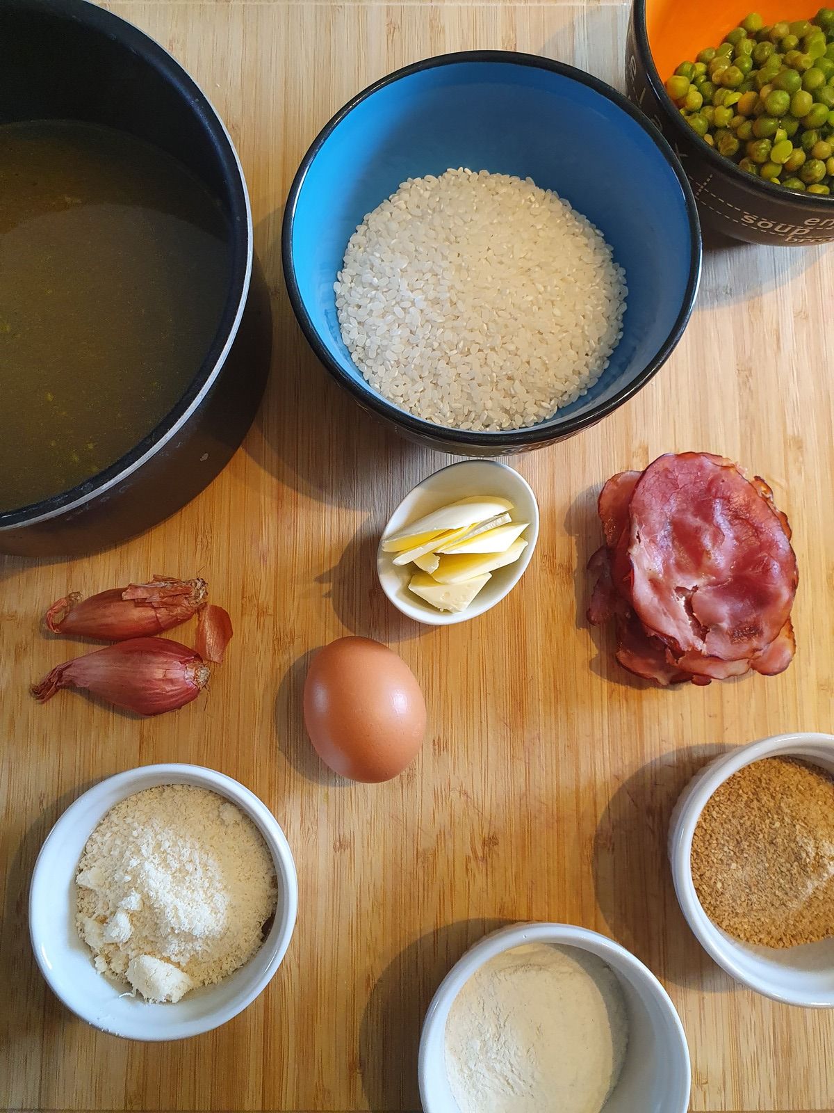 Arancinis petits pois bacon