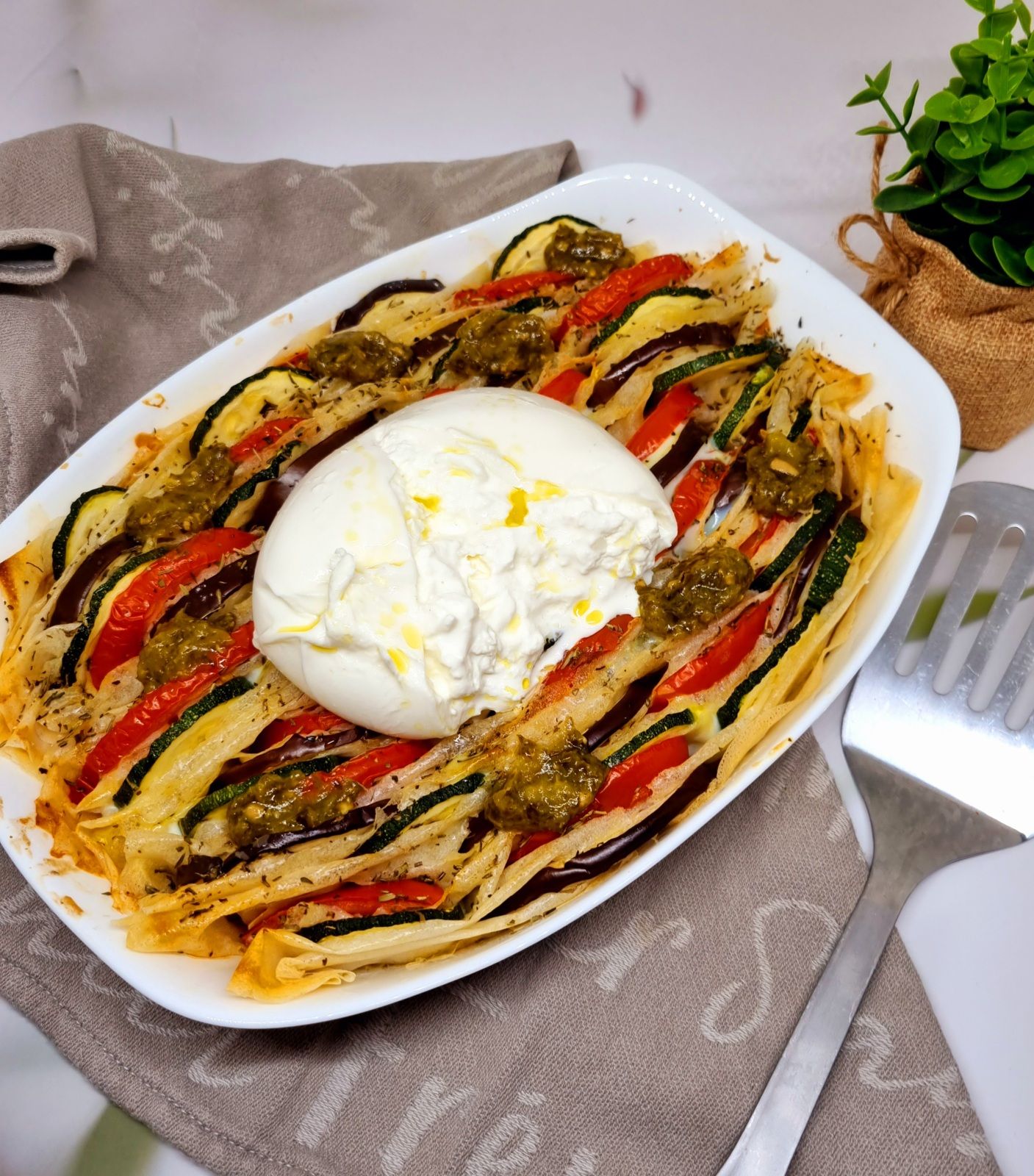 Croustade de légumes à la burrata