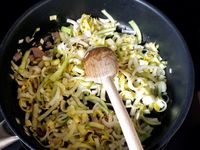 Orzotto au petits pois, poireau et poulet