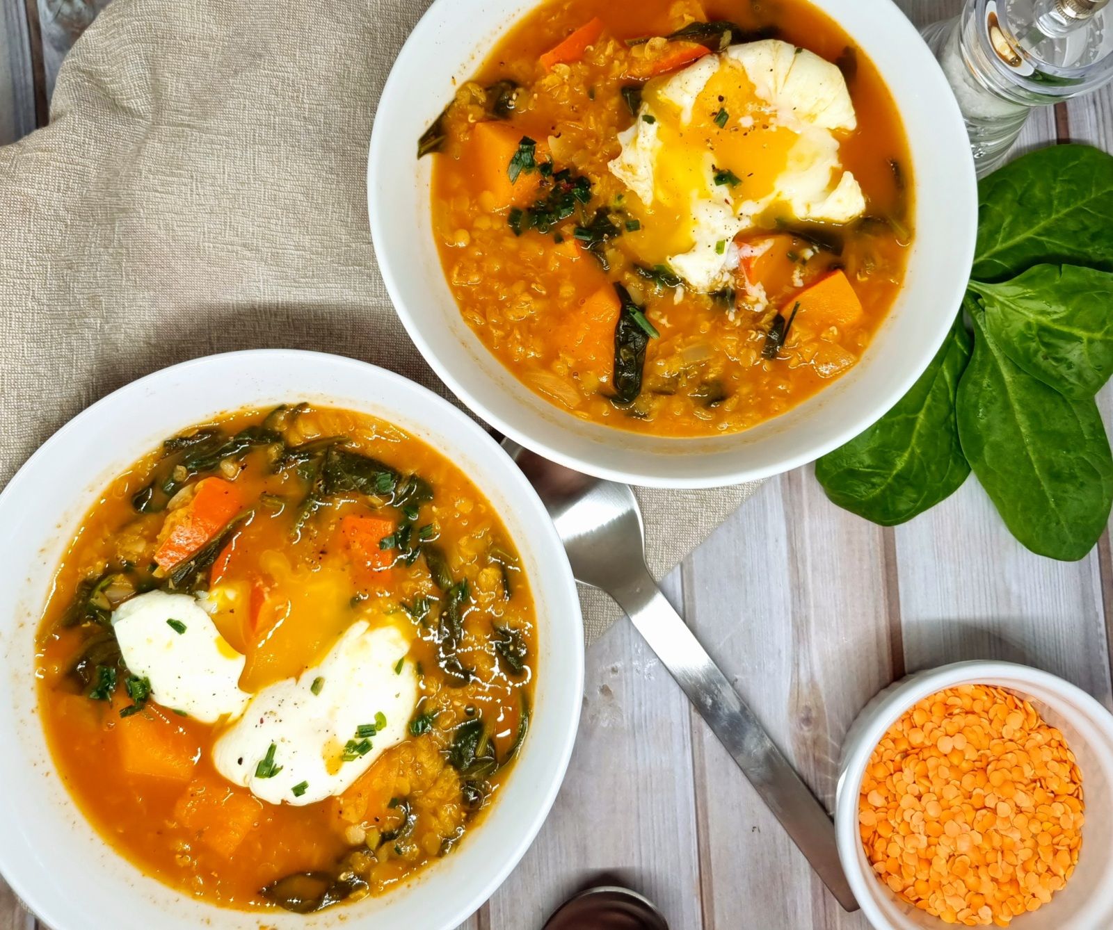 Soupe de lentilles corail et potimarron