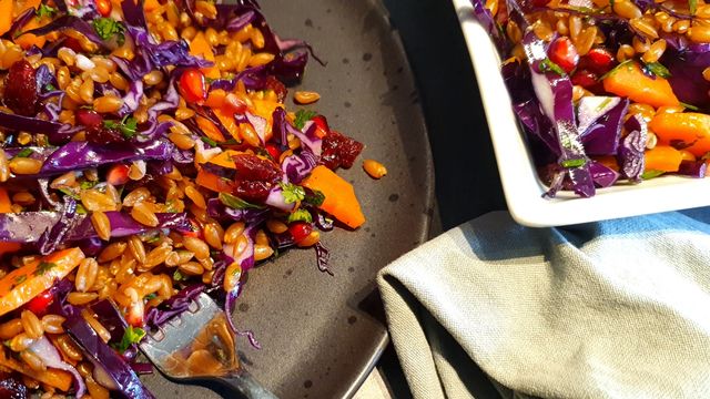 Salade tiède d'épeautre et légumes