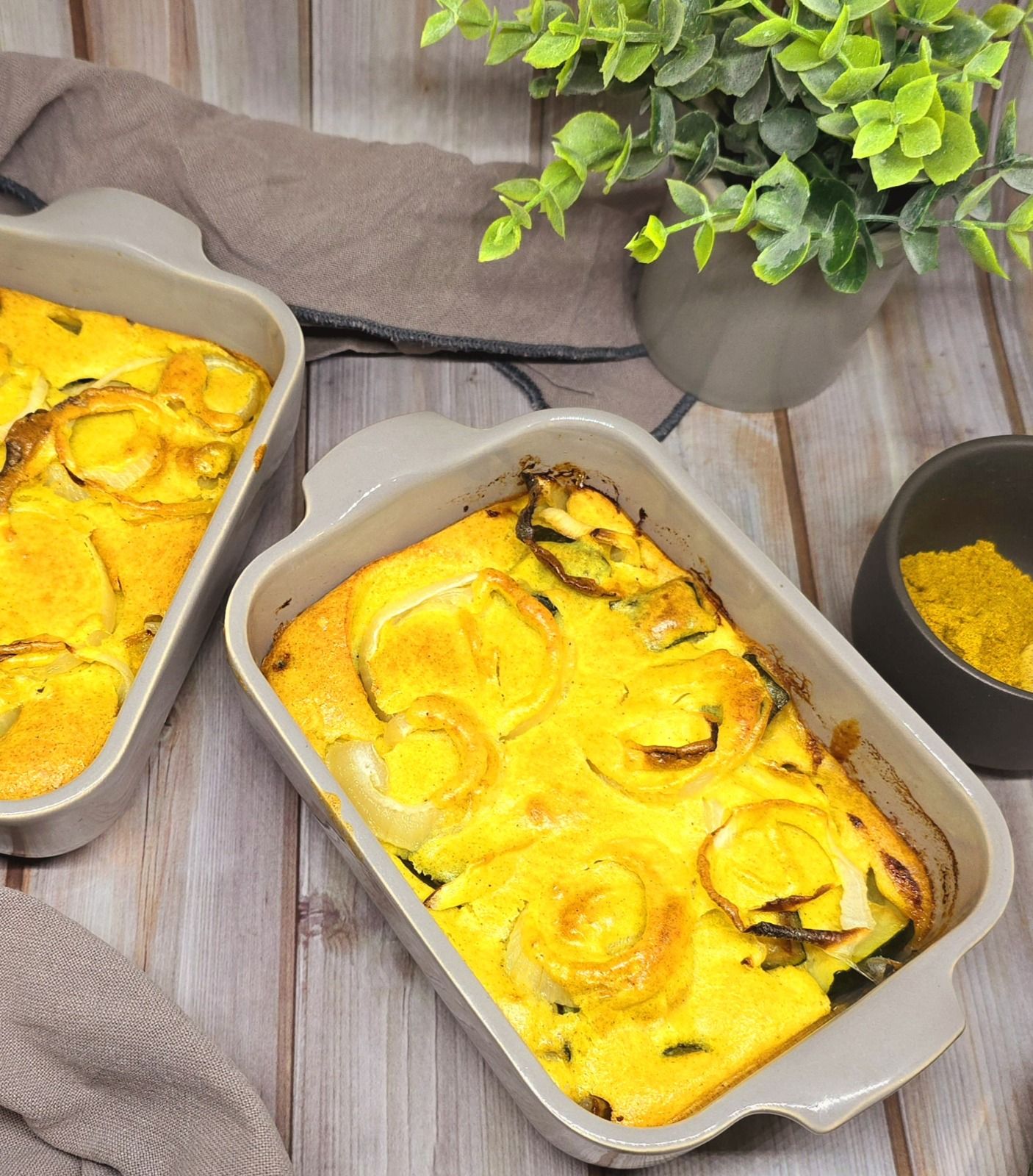 Clafoutis courgettes et oignons au curry