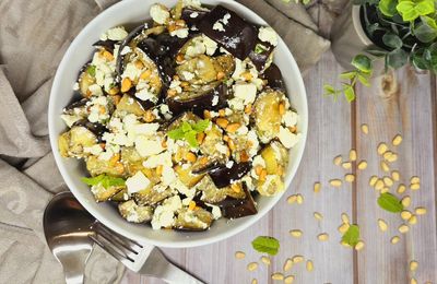 Salade d'aubergines confites à la fêta
