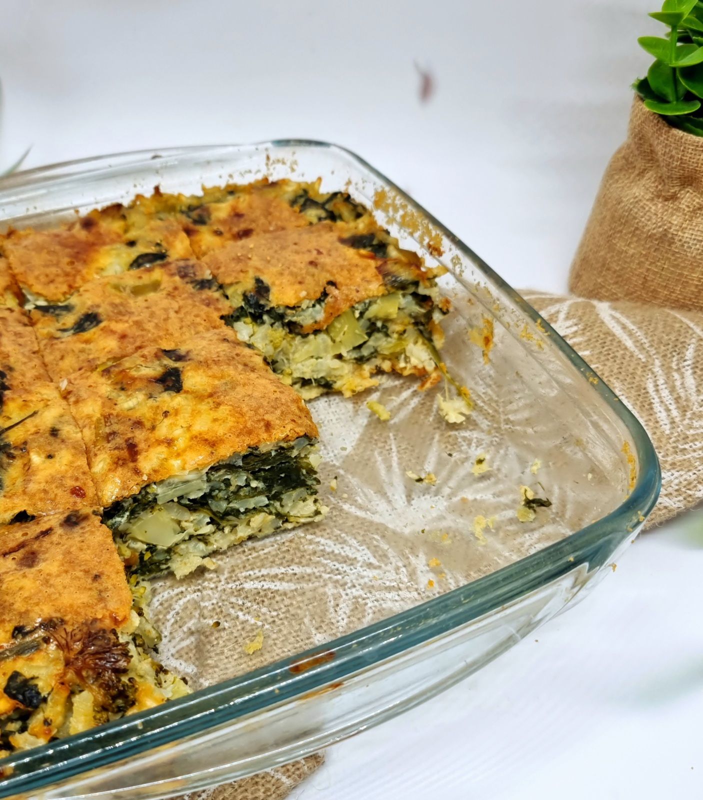 Gâteau de riz aux poireaux et épinards