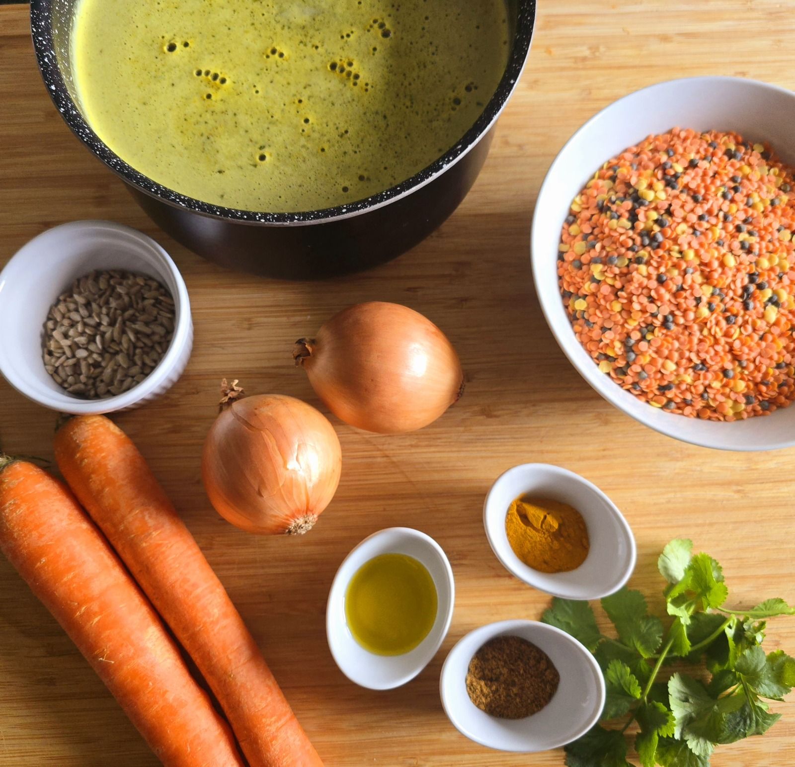 Soupe de carottes et lentilles 