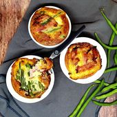 Clafoutis haricots verts, bacon et parmesan - Recettes de Aimeraude