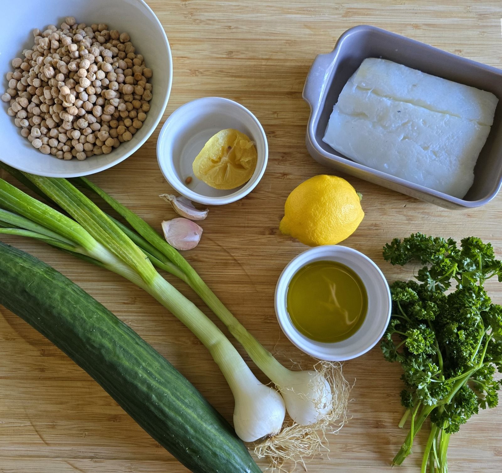 Salade de pois chiches à la morue