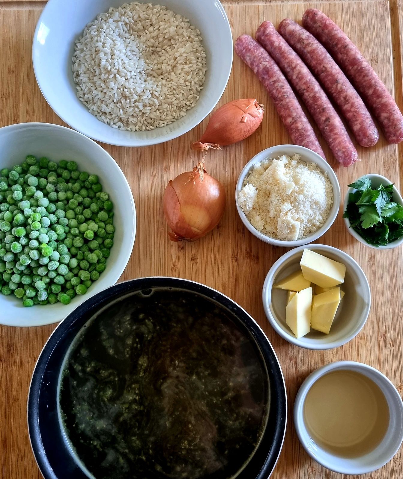 Risotto aux chipos et petits pois 