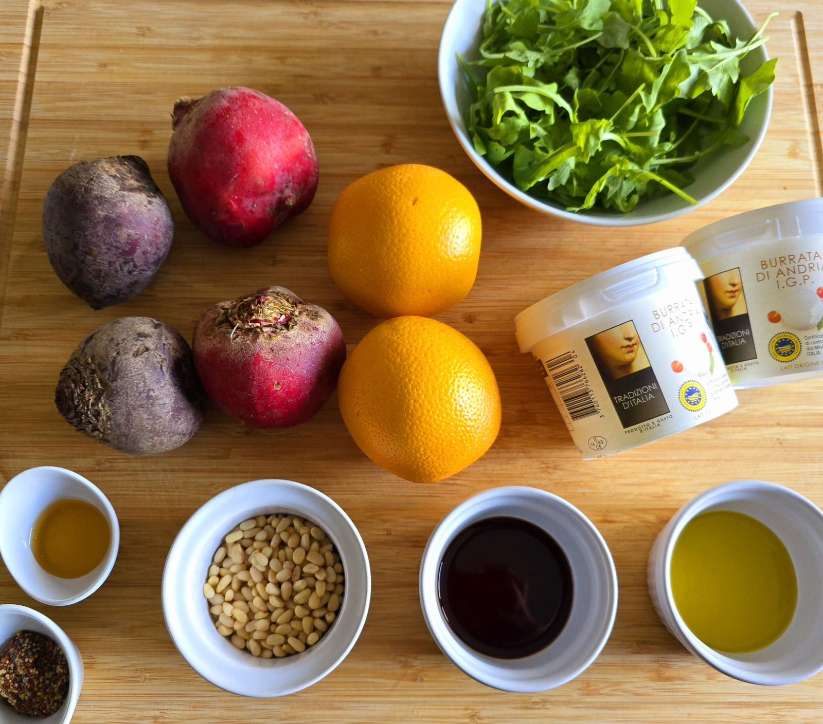 Salade tiède de betteraves et burrata