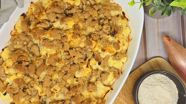 Crumble de chou fleur au sarrasin et crème de parmesan