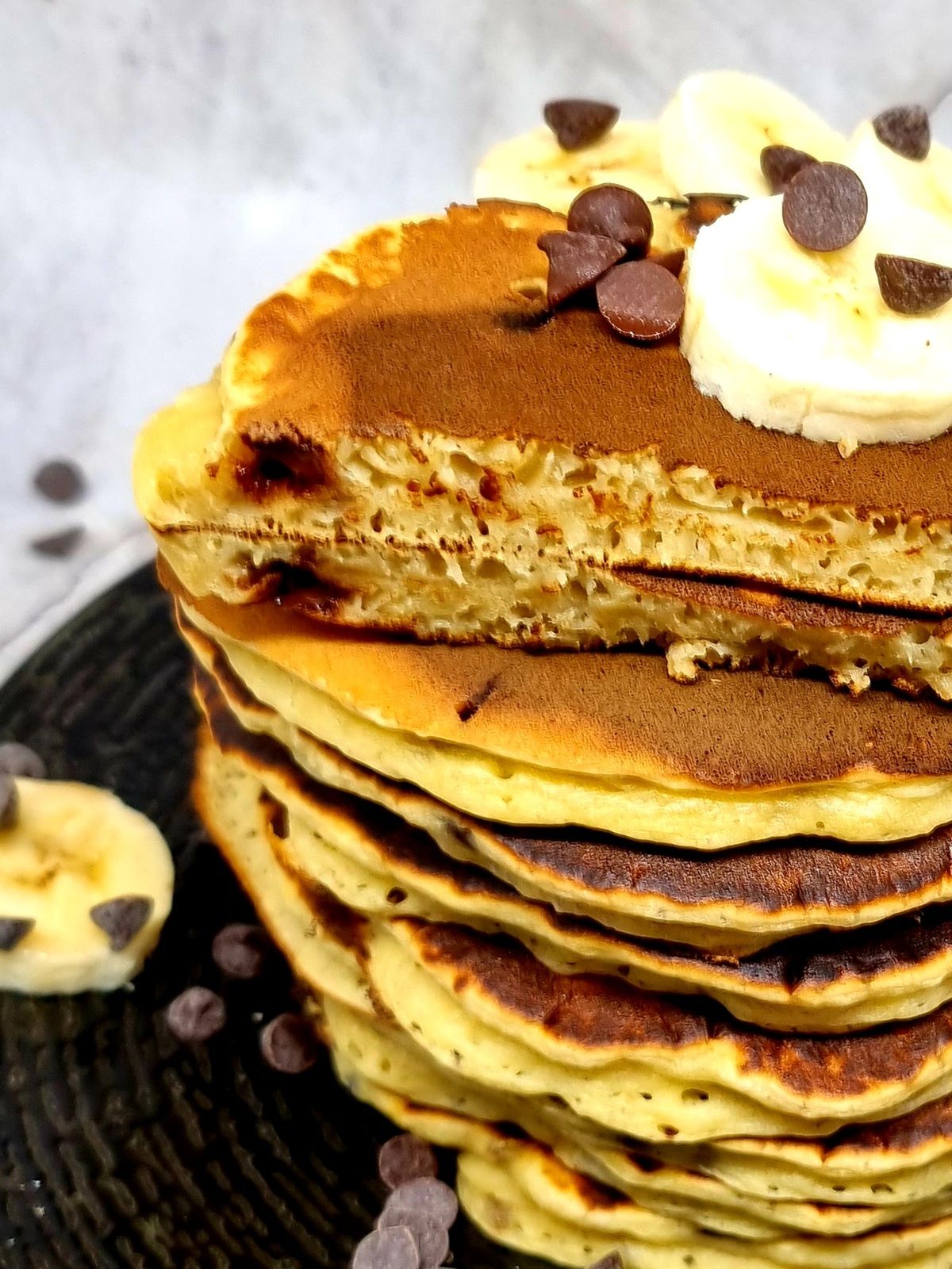 Pancakes healthy banane chocolat noir
