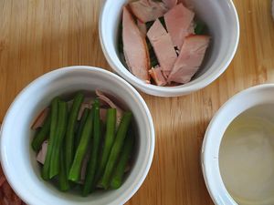 Clafoutis haricots verts, bacon et parmesan