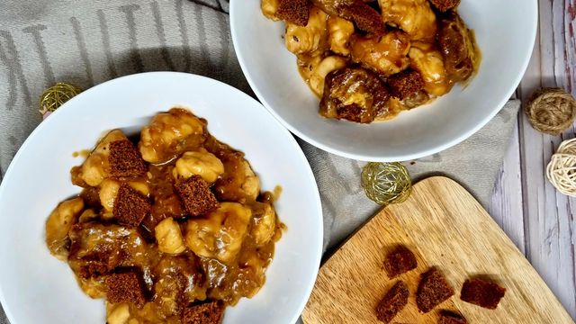 Carbonnade de lotte à la bière de Noël et au pain d'épices