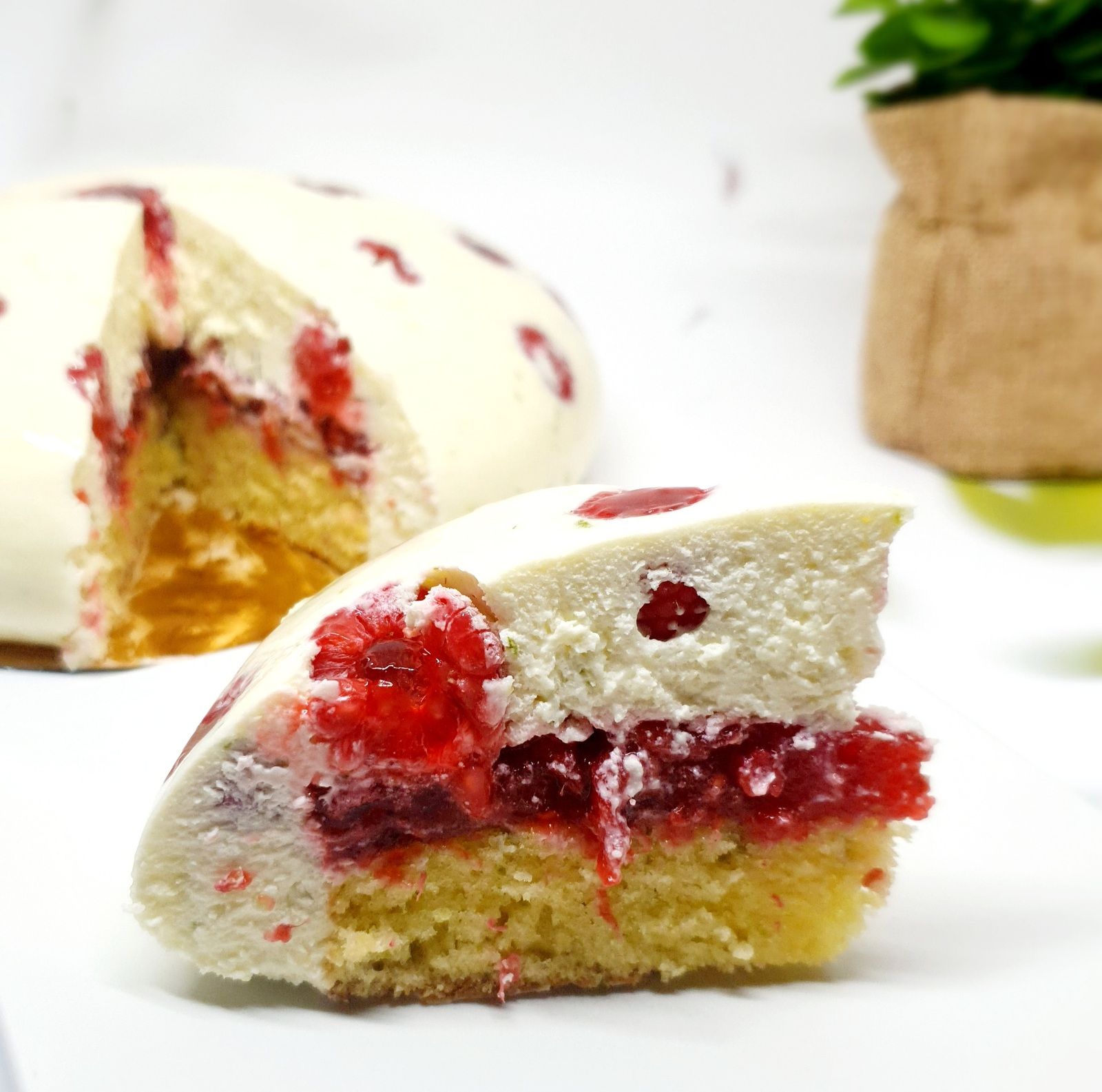 Entremet framboises citron vert