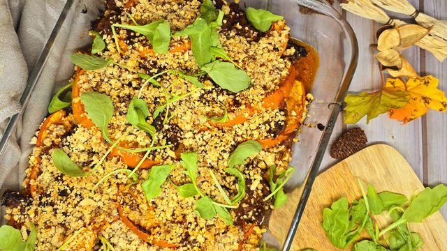 Crumble de potimarron et effiloché de porc