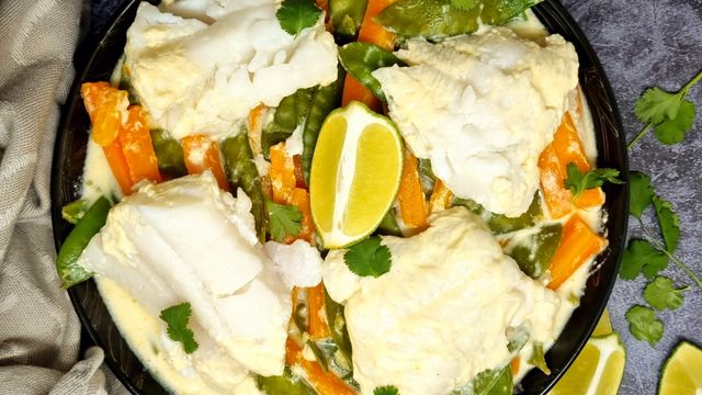Curry de cabillaud au lait de coco