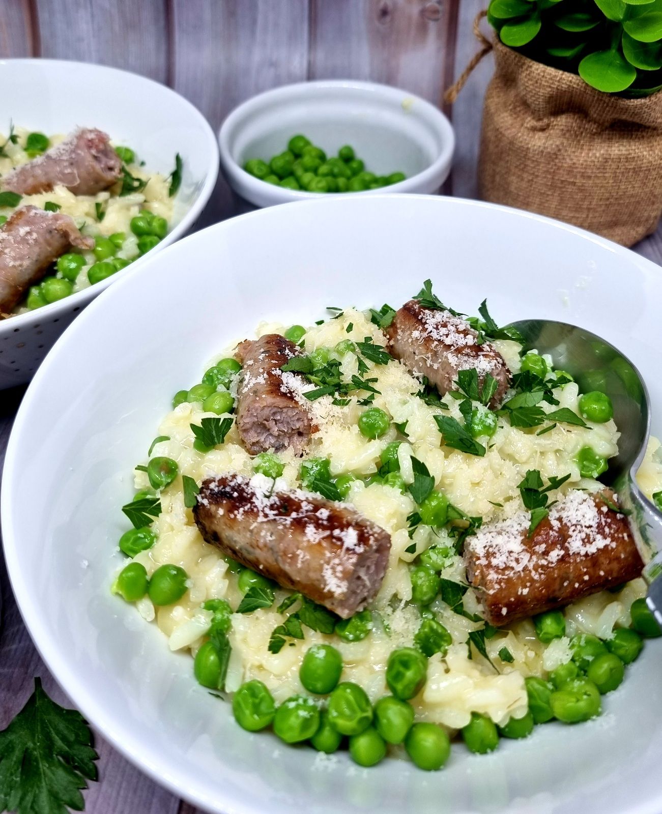 Risotto aux chipos et petits pois 
