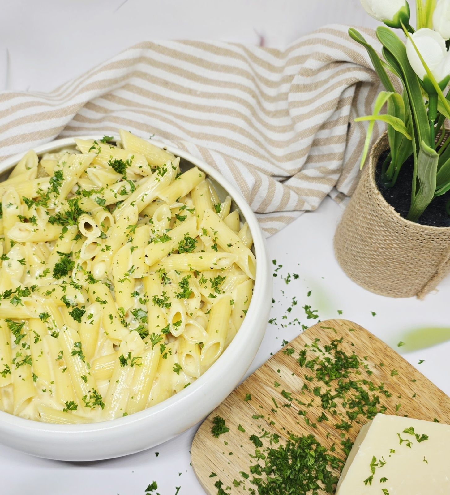 Pâtes crémeuses à l'ail et au parmesan