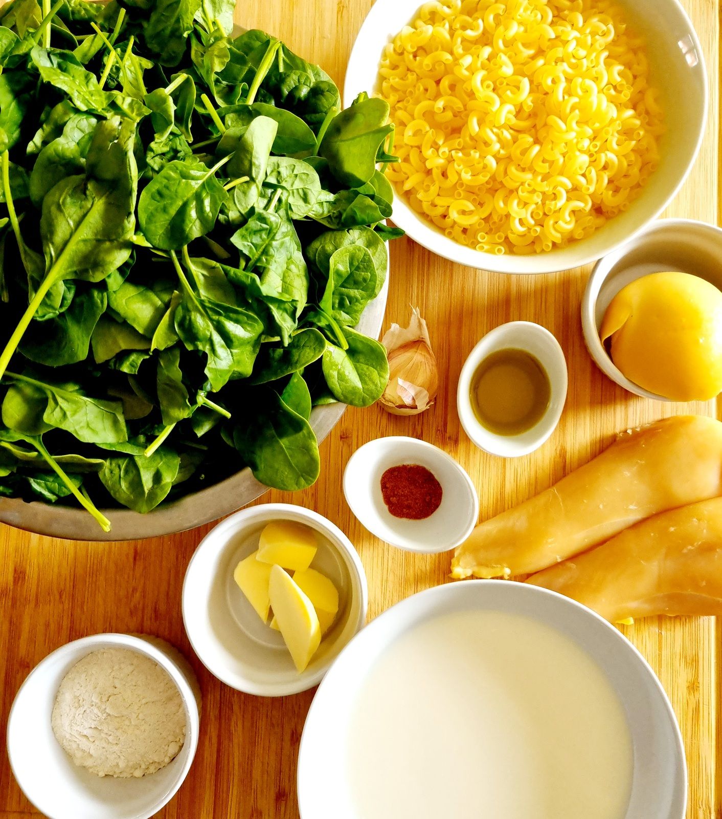 Gratin de pâtes aux épinards et poulet