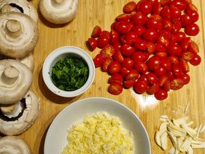 Champignons rôtis et gratinés au cantal